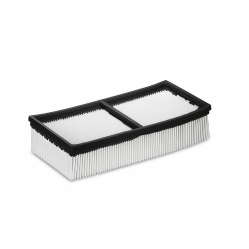 Flat-pleated filter packaged PES