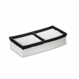 Flat-pleated filter packaged PES